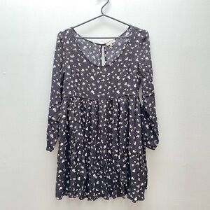 Aritzia - Sunday Best Black and White Long Sleeve Babydoll Floral Dress
